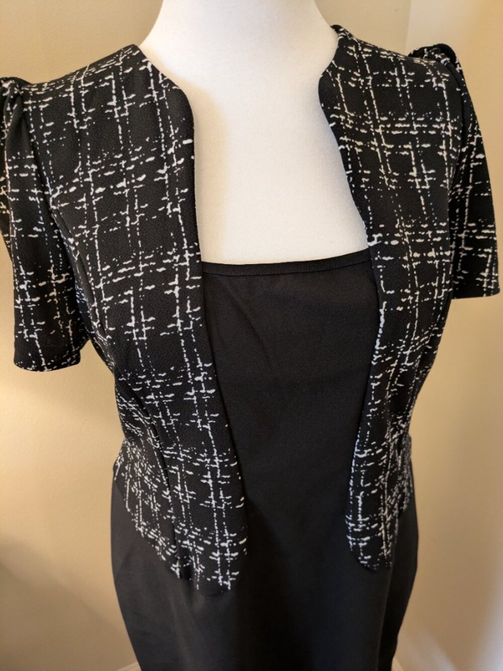 SHEIN Curve Black & White Faux Jacket Pencil Dress 2XL - Picture 2 of 6